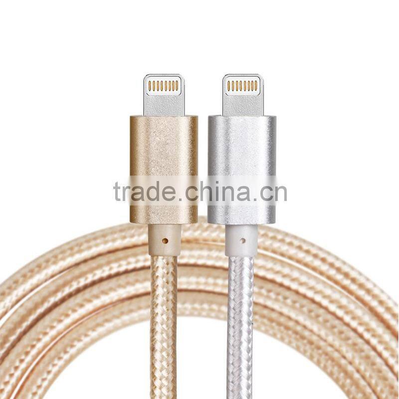 Hot sale product silver and gold color rope USB data cable with led lighting