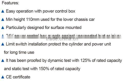 min height 110mm scissor hydraulic lift for the chassis car