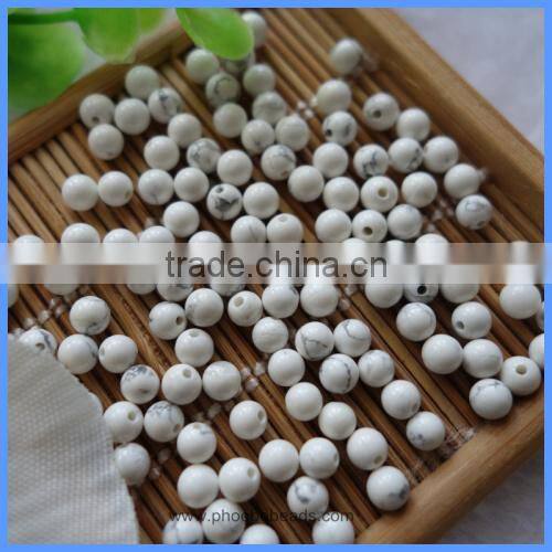 4mm 8mm Half Drilled Round Natural White Turquoise Loose Beads Gemstone For DIY Earrings Making HD-WTSR4mm