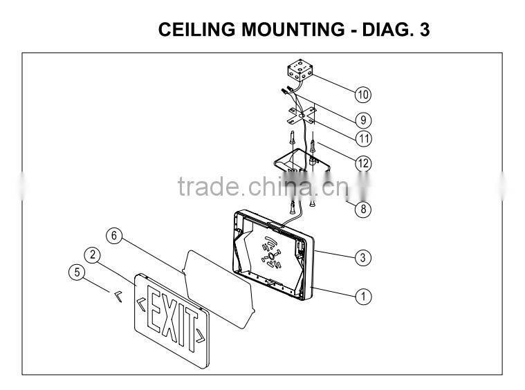 ET-100 UL listed LED rechargeable 2 sided exit sign