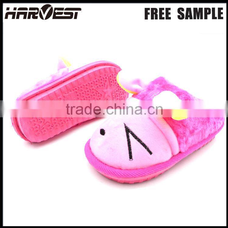 Latest custom made plush funny indoor house slipper , bulk kid home animal shape slipper