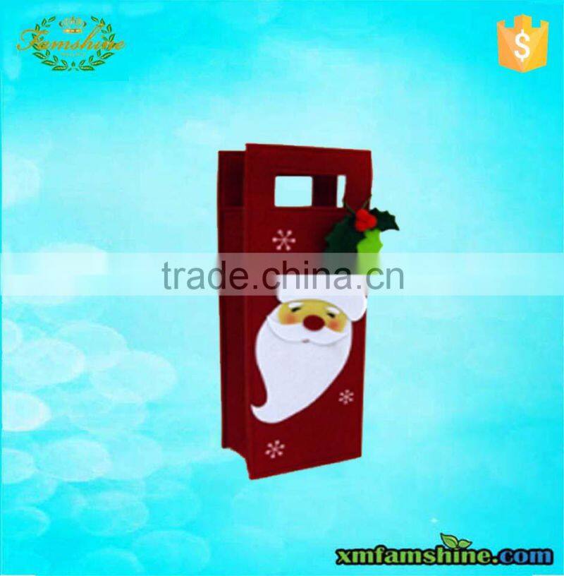 customized single bottle cheap fabric christmas felt gift bag