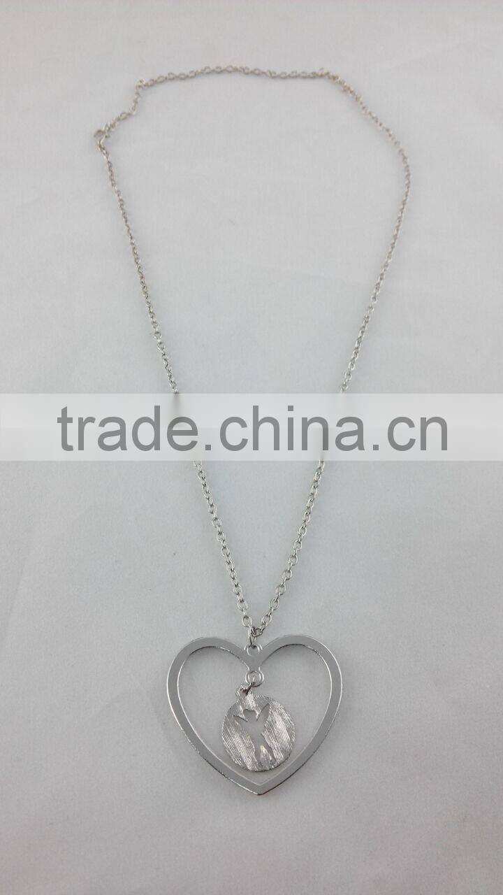 Fashion simple kids alloy necklace love pendant long chain character necklace