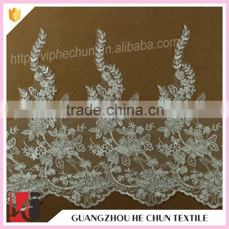 HC-2415-1 Hechun Hot Design Handmade Embroided Flat Lace Bridal Trim