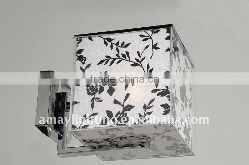 residential flower wall lamp with white and black fabric shade MB4622