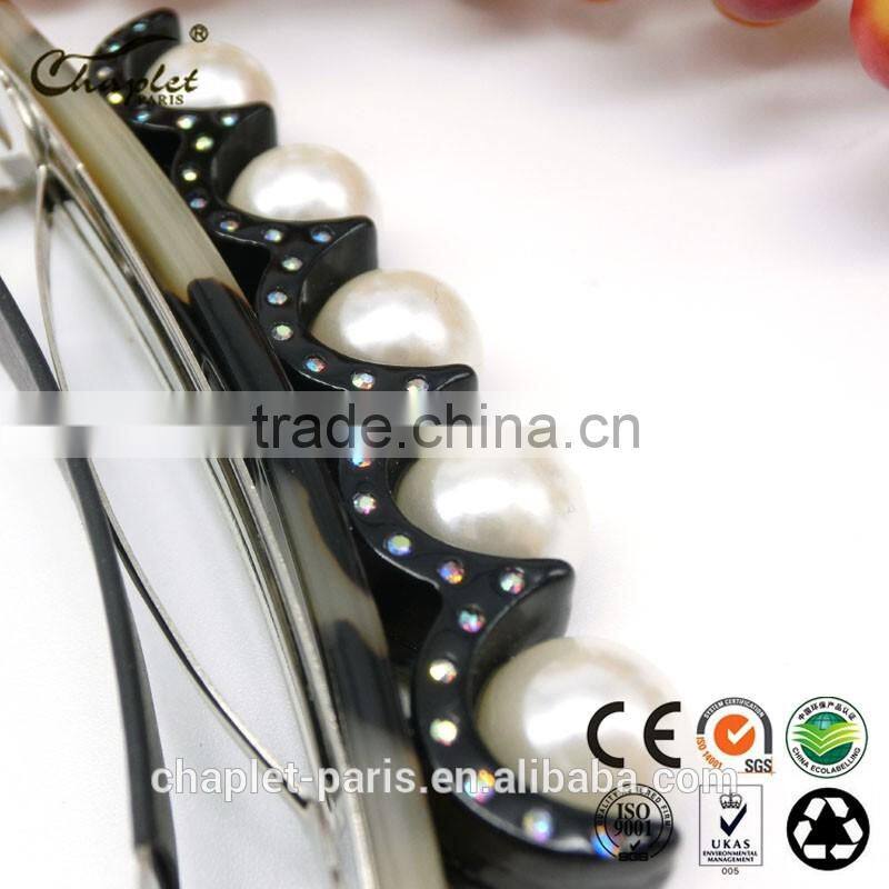 Fine Design Ladies' Acetate Pearl French Barrette Hair Clips