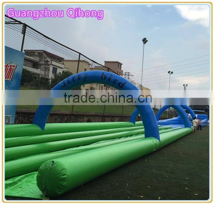 hot sale sport game inflatable bungee run with trampoline, inflatable bungee jump for kids and adults
