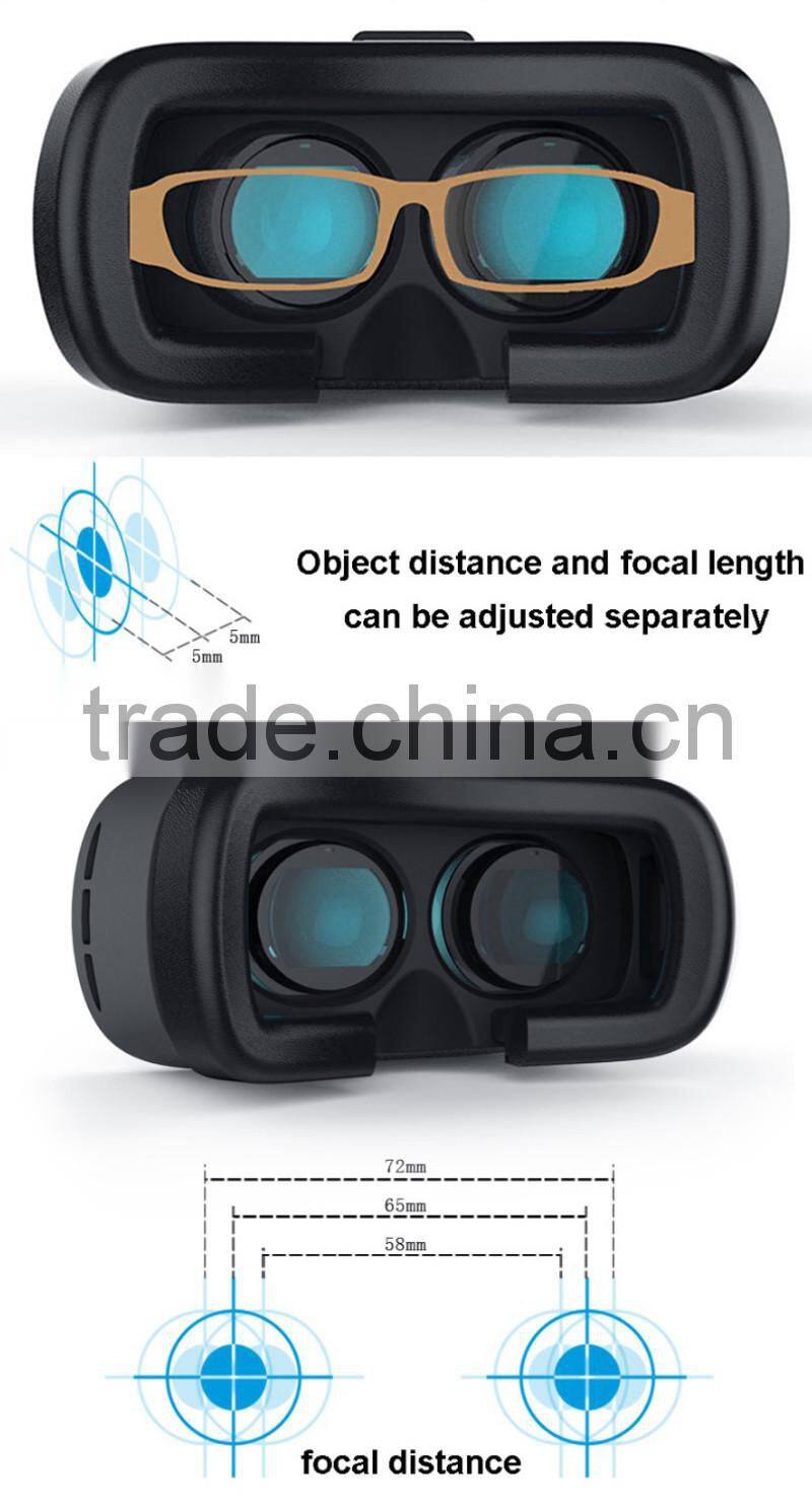 Shenzhen factory supply Head Mount Display VR PRO 3D Glasses VR box 3D headset for 3.5-6.0 inch screen