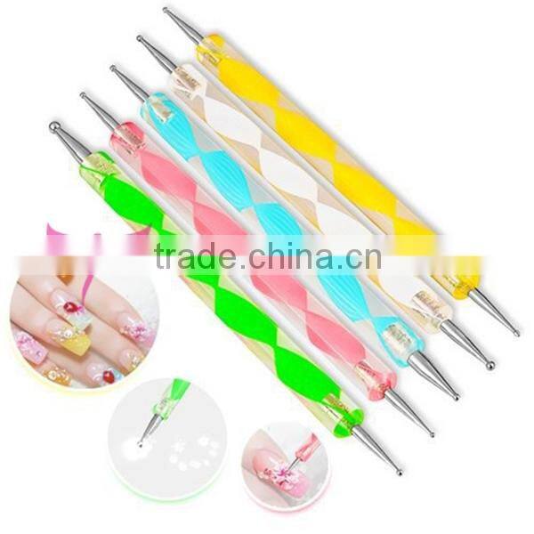 2 Ways wholesales crystal 2 ways 5 pcs wave printing 5colors pen nail dotting tool