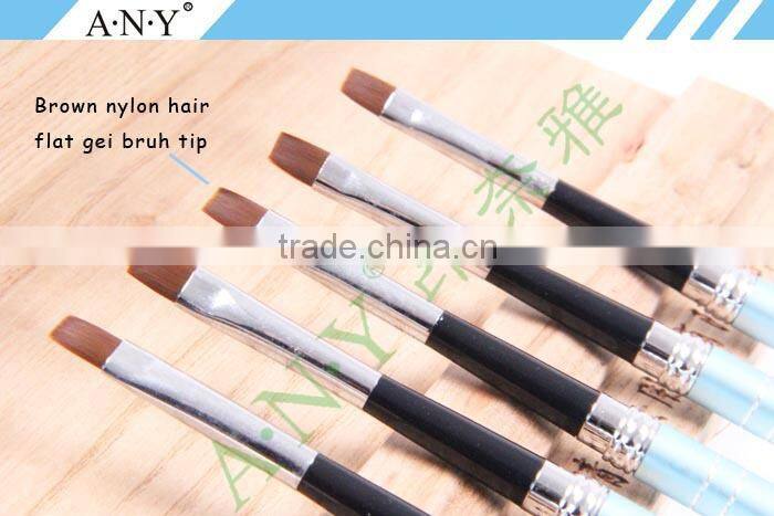 ANY Cheap Nail Art Beauty Care Artist Design Metal Handle Flat UV Gel Nail Brushes Nail Art