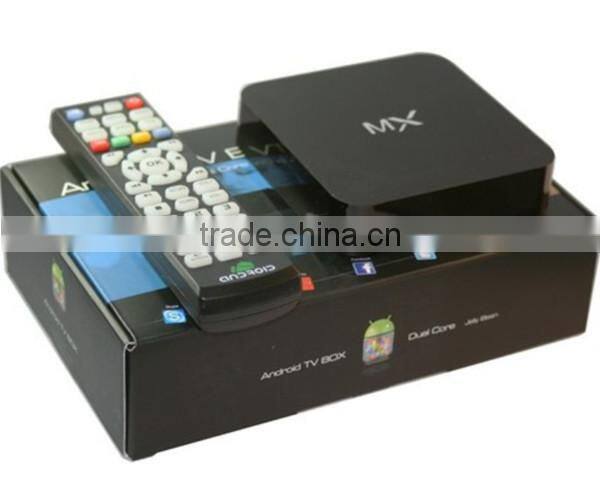 Shenzhen original Android4.2 dual Amlogic 8726 hd 1080p 4k Kodi XBMC MX android smart tv receiver box with biss and cccam