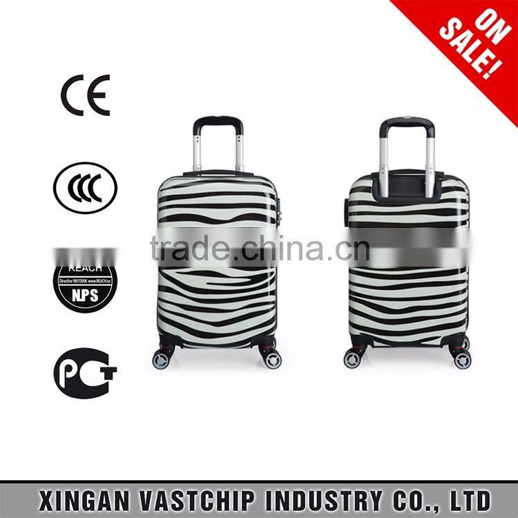 ABS hard case luggage with zipper wheel alumunium trolley systems