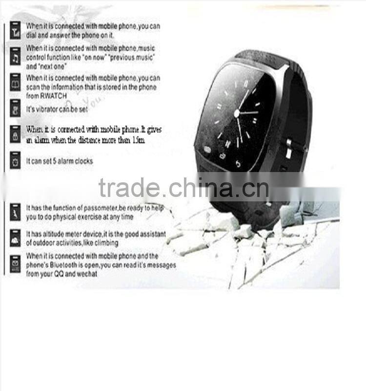 2015 hot and new products in China market smart watch with LED Display, romote control, Music Player for Mobile Phone