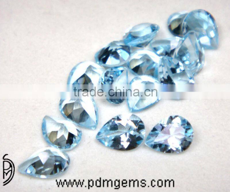 Sky Blue Topaz Semi Precious Gemstone Pear Cut Faceted Lot For Rings From Jaipur