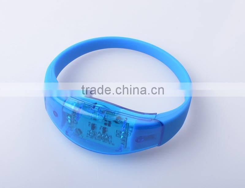 2016 Custom New Products PVC Sound Activated LED Flashing Concert Logo Bracelet,led bracelet