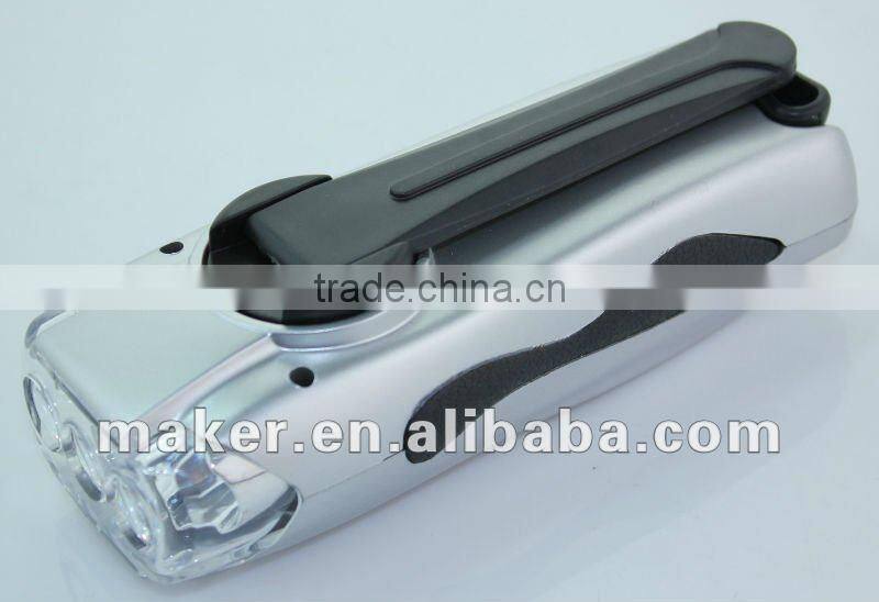 3 LED Cranking Dynamo Plastic Flashlight