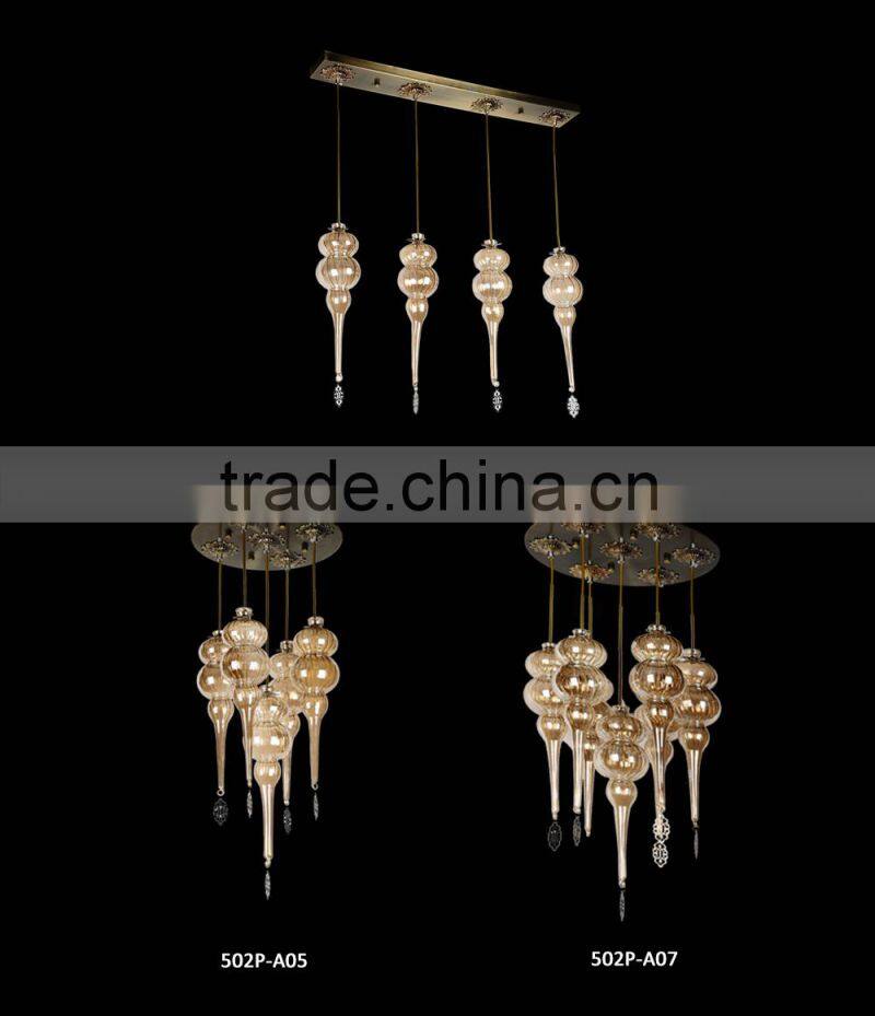 Turkish Hand Blown Glass Round 7 Lights Chandelier Noble Flush Mounted Ceiling Lamp Romantic Hotel Bar Ceiling Lamp