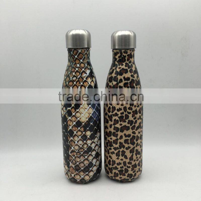 750ml Stainless steel bottle insulated bottle/ vacuum water drinking bottle leopard air transfer