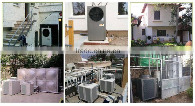 kitchen water heater air to water heat pump r407c air source heat exchanger with fan for hot water room heating cooling