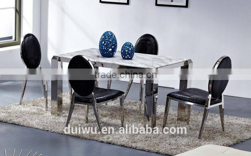 Shunde furniture modern stainless steel 4 seater dining marble table designs