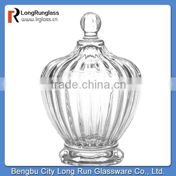 LongRun Promotion Latest Design beautiful candy box fancy fruits glassware with lid