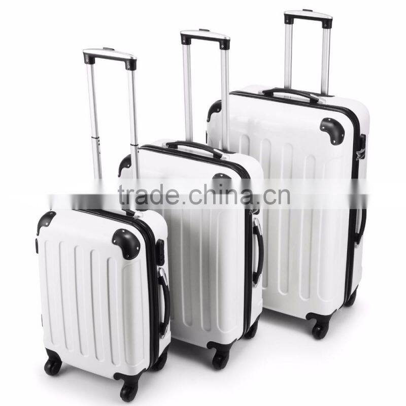 New 3PCS Silver Carry On Luggage Set Trolley Suitcase Travel Bag Spinner ABS PC