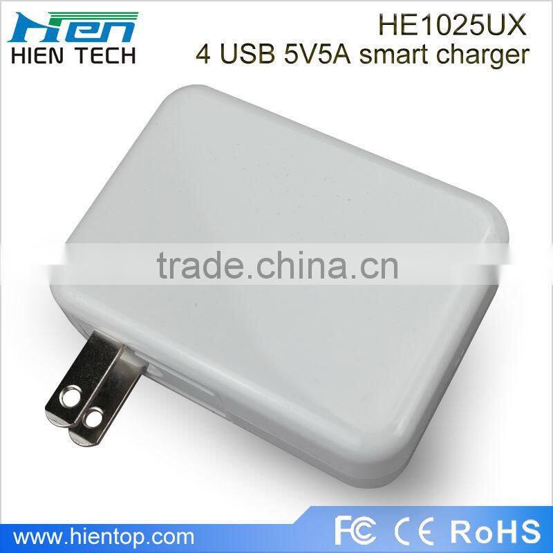 2015 New arrival portable 4 usb charger with folding AC pin