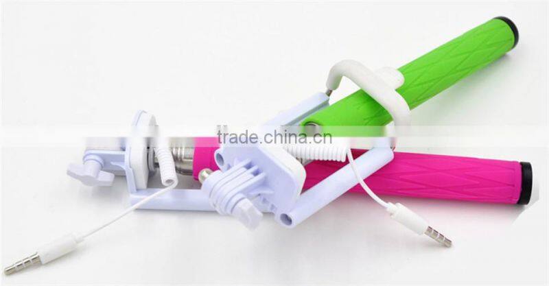 Cheap light portable selfie stick monopod with cable mini wholesale pocket selfie stick