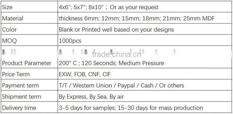 sublimation blank MDF 12mm shield for collection from China