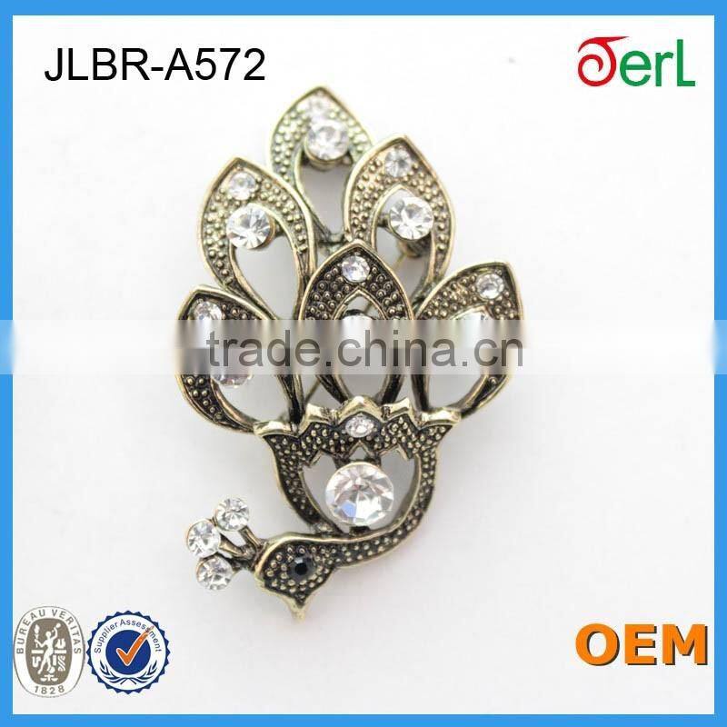 Handmade accessories women brooch big peacock shape crystal rhinestone brooch