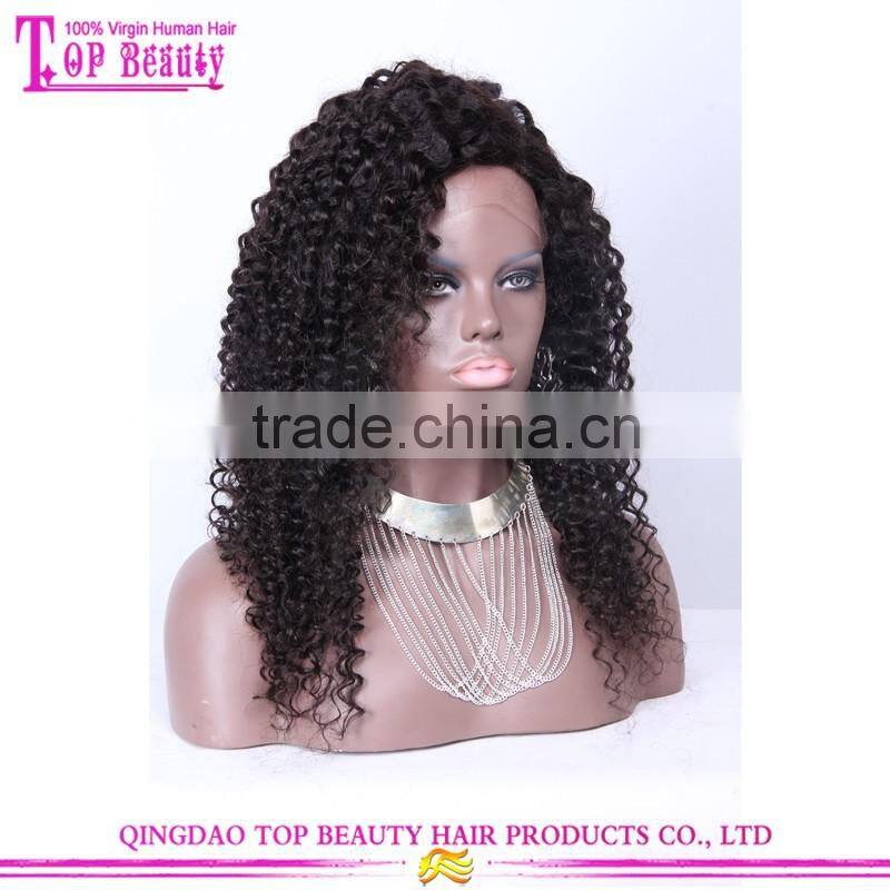 8A grade 130%-200% density baby hair Peruvian human hair full lace wig wavy lace frontal wig