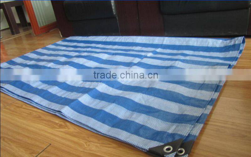 Blue and white striped HDPE tarpaulin plastic cover sheet lona