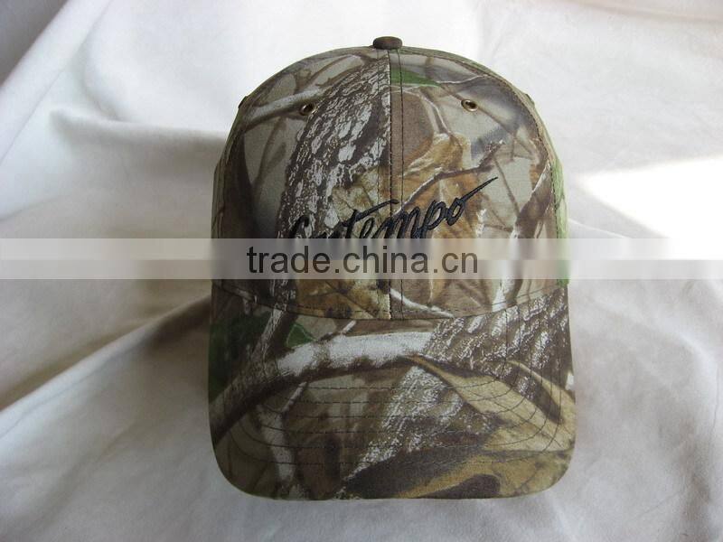 High Quality Custom Camo hunting caps with Flat Embroidery
