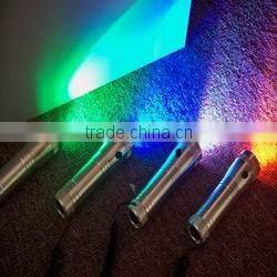 2014 3w battery operated aluminum alloy built-in 10 color changing flashlight led flashlight