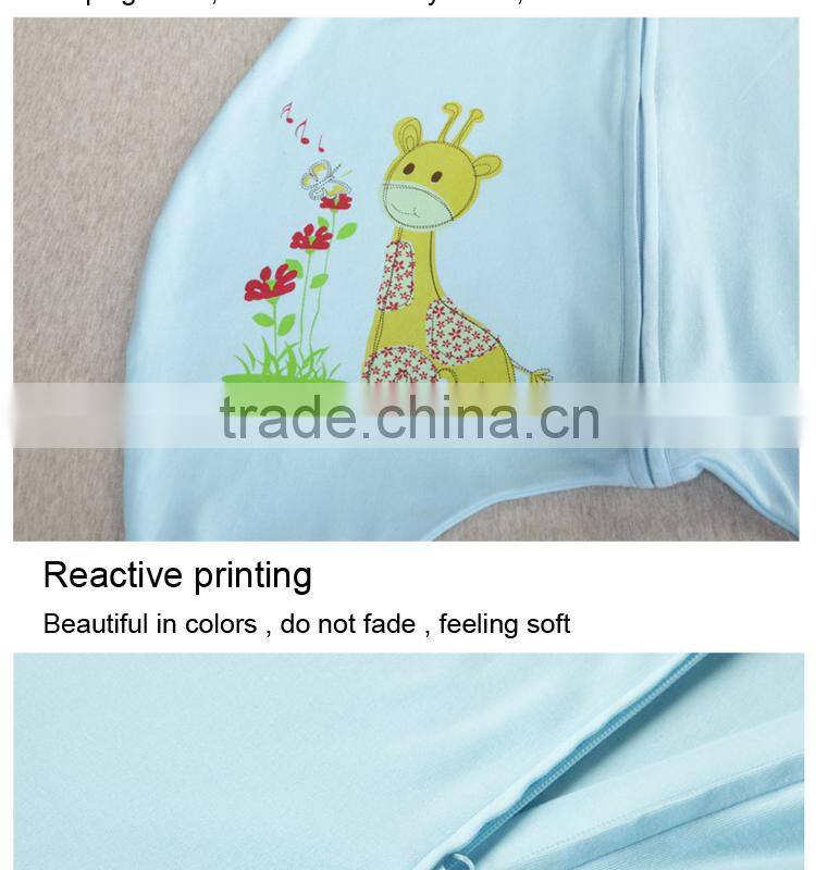 100% cotton Baby short sleeve sleeping bag for spring and summer fall pink style