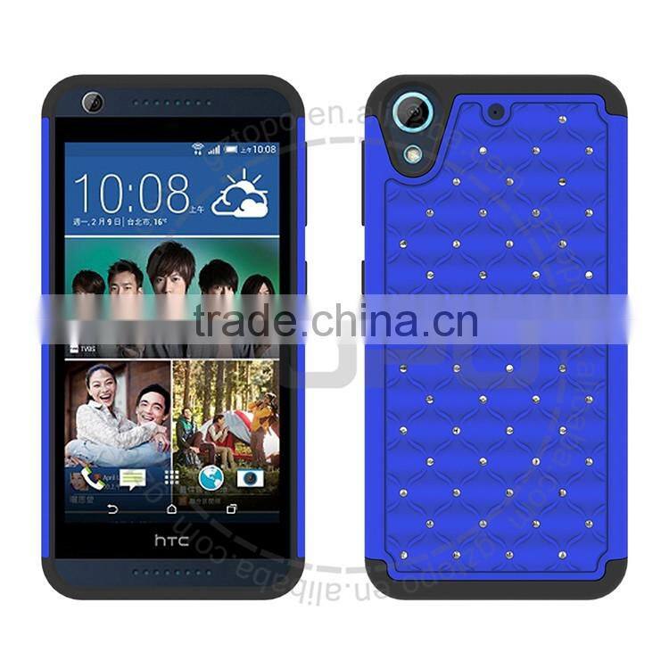 Shockproof Dual Layer Silicone PC Hard Case Studded Diamond Hybrid Case For HTC desire 626