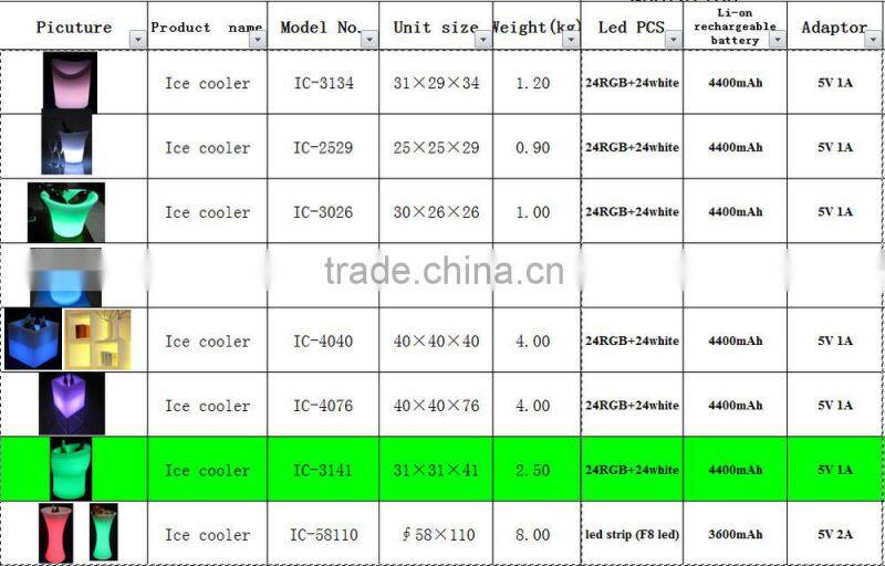 arclic cheap price multicolor transparent Ice Bucket Led Lighting