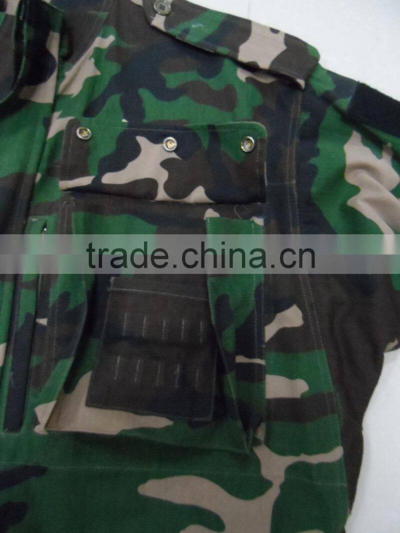 Custom cotton polyester twill jungle camouflage sylria outdoor tactical suit