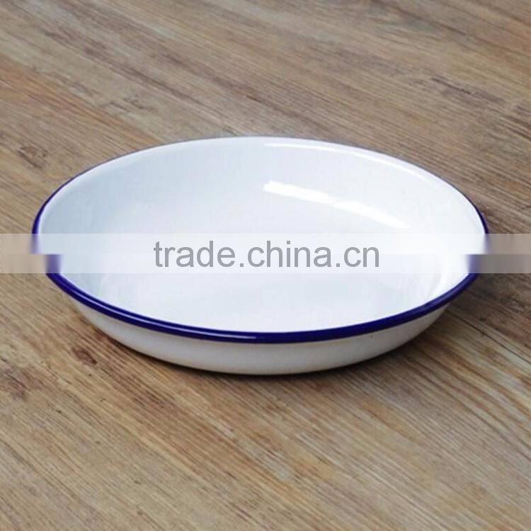 22cm Enamel Bakeware plate Enamel rice pasta plate/pie dish/enamel food plate