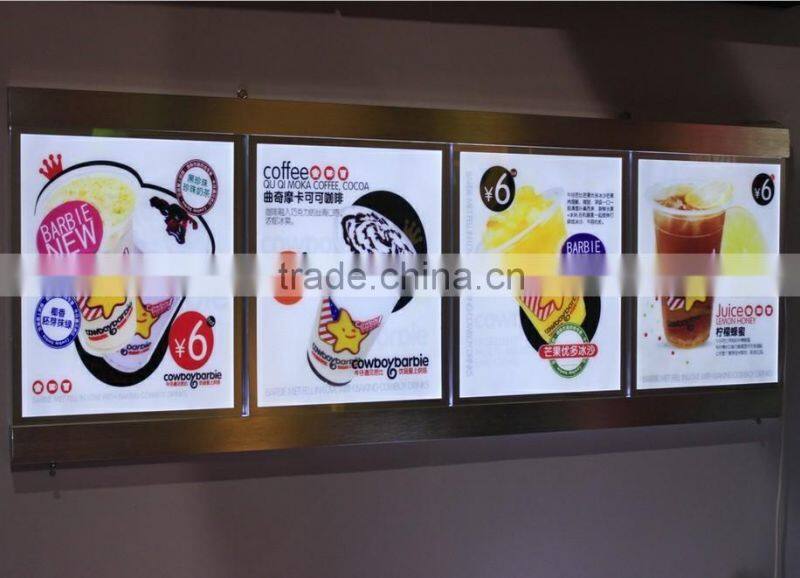 Restaurant illuminated Banner LED Light Box Indoor Advertising Display