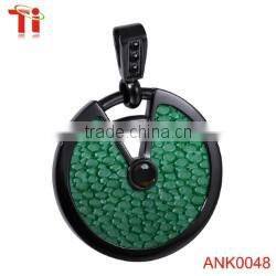 Genuine stingray leather and stainless steel hidden camera pendant fancy pendant designs for girls, big stone pendant design