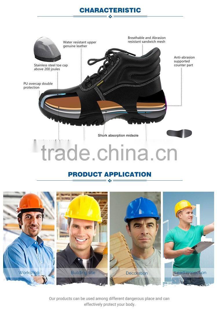 Leather Upper PU injection no lace working shoes