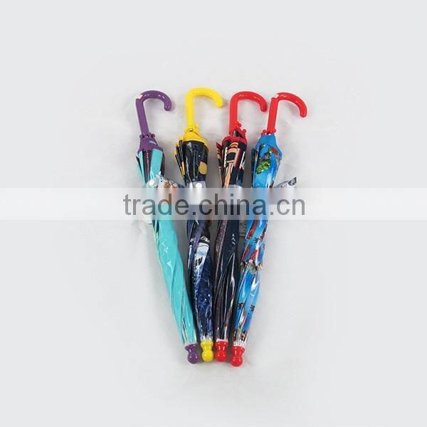 manual open plastic cartoon character print straight kids umbrella