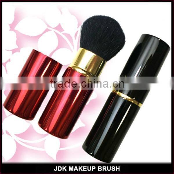 Portable Cap Slide Brush Retractable Face Brush Retractable Powder Brush with Shiny Red and Black