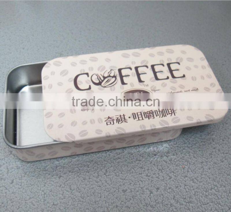 rectangular shape high quality and fashionable slid cover coffee packaging box coofee can coffee tin cans