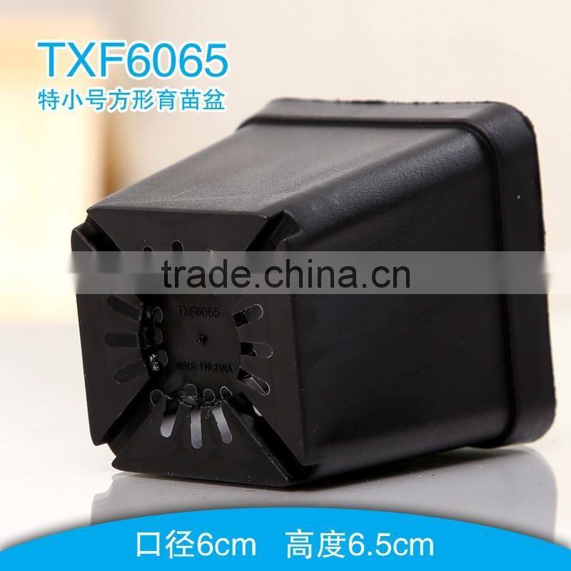 Top Quality square black plastic flower nursery pots 6*6.5CM