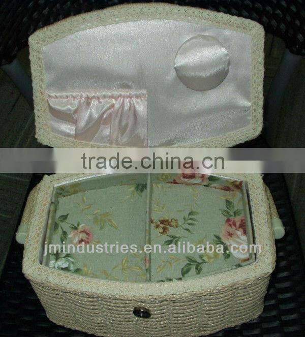 Oval Shape Sewing Kits Box with Handle&Tray Inside