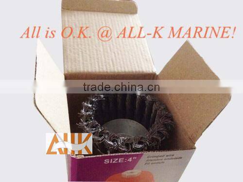 Knotted wire cup brush