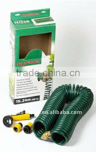50FT Coil Hose With 4-function hose nozzle