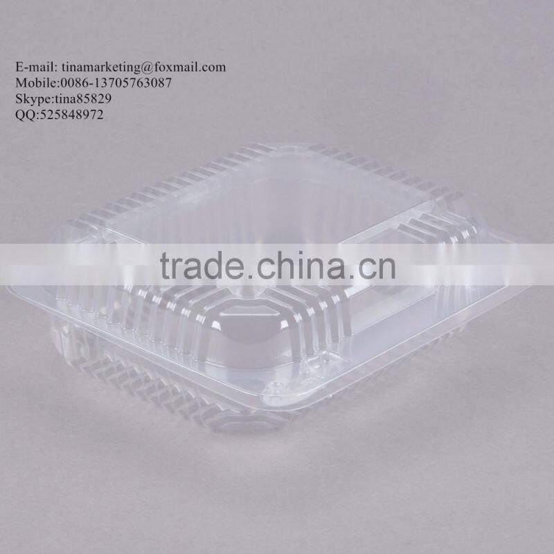 Durable OPS Clear Hinged Plastic Small Oblong Container/ Plastic Bakery Container/ Plastic Food Container for Take Out